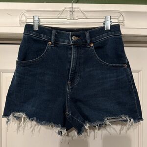Express Dark Blue High-Waist Denim Cutoff Shorts